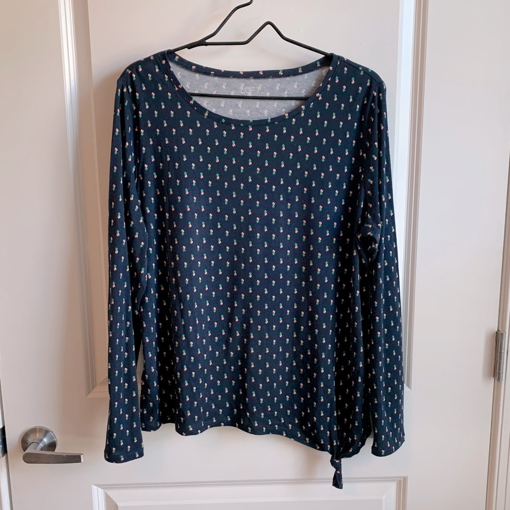 Loft Long Sleeve Floral Tee with Side Knot